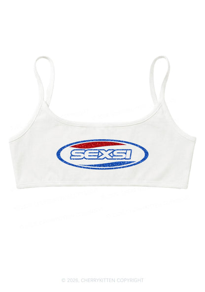 Glitter Sexsi Slogan Y2K Super Crop Cami Cherrykitten