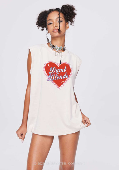 Dumb Blonde Valentine's Day Y2K Washed Muscle Tank Cherrykitten