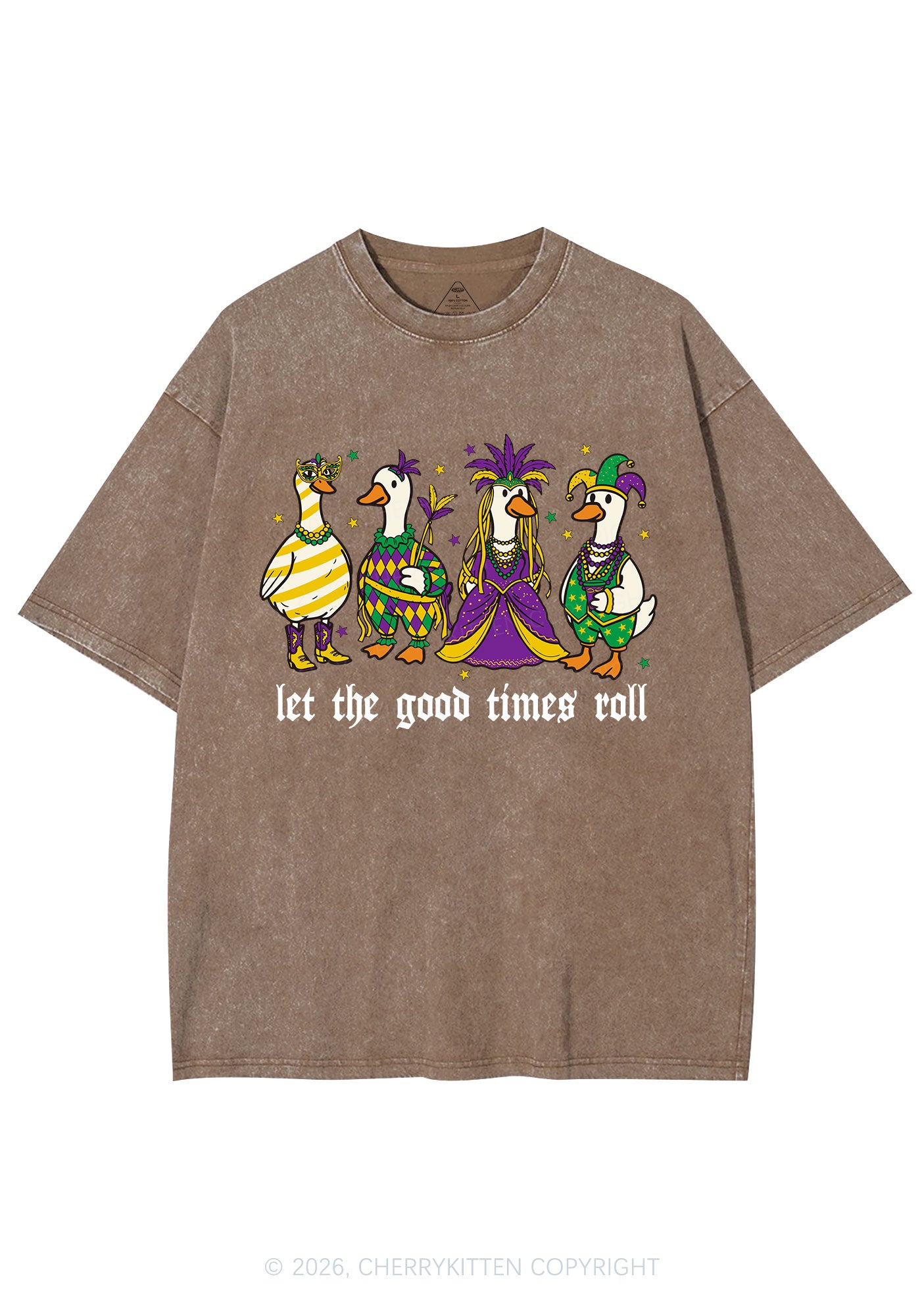 Let The Good Times Roll Y2K Shirts Washed Tee Cherrykitten