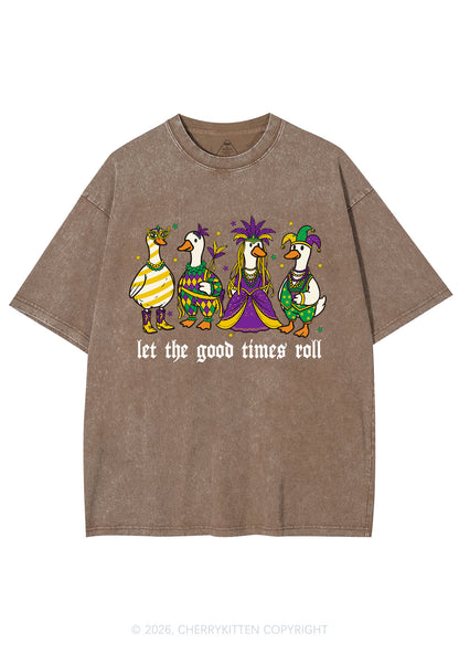 Let The Good Times Roll Y2K Shirts Washed Tee Cherrykitten
