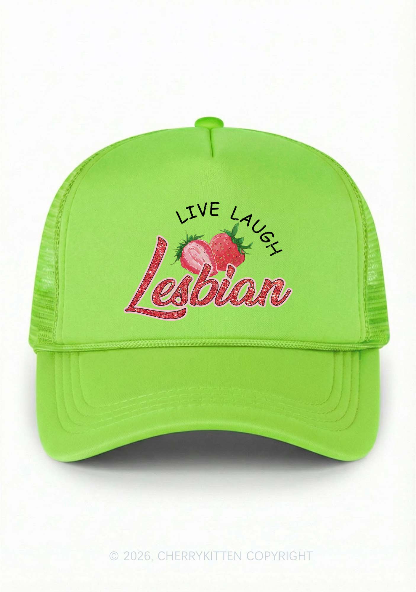 Live Laugh Lesbian Pride Y2K Trucker Hat Cherrykitten