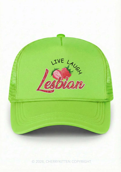 Live Laugh Lesbian Pride Y2K Trucker Hat Cherrykitten