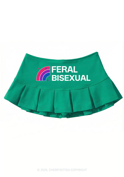 Feral Bisexual Pride Y2K Mini Pleated Skirts Cherrykitten