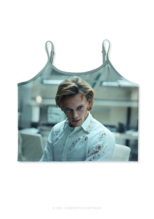 Blood VN Y2K Print Cami Crop Top Cherrykitten
