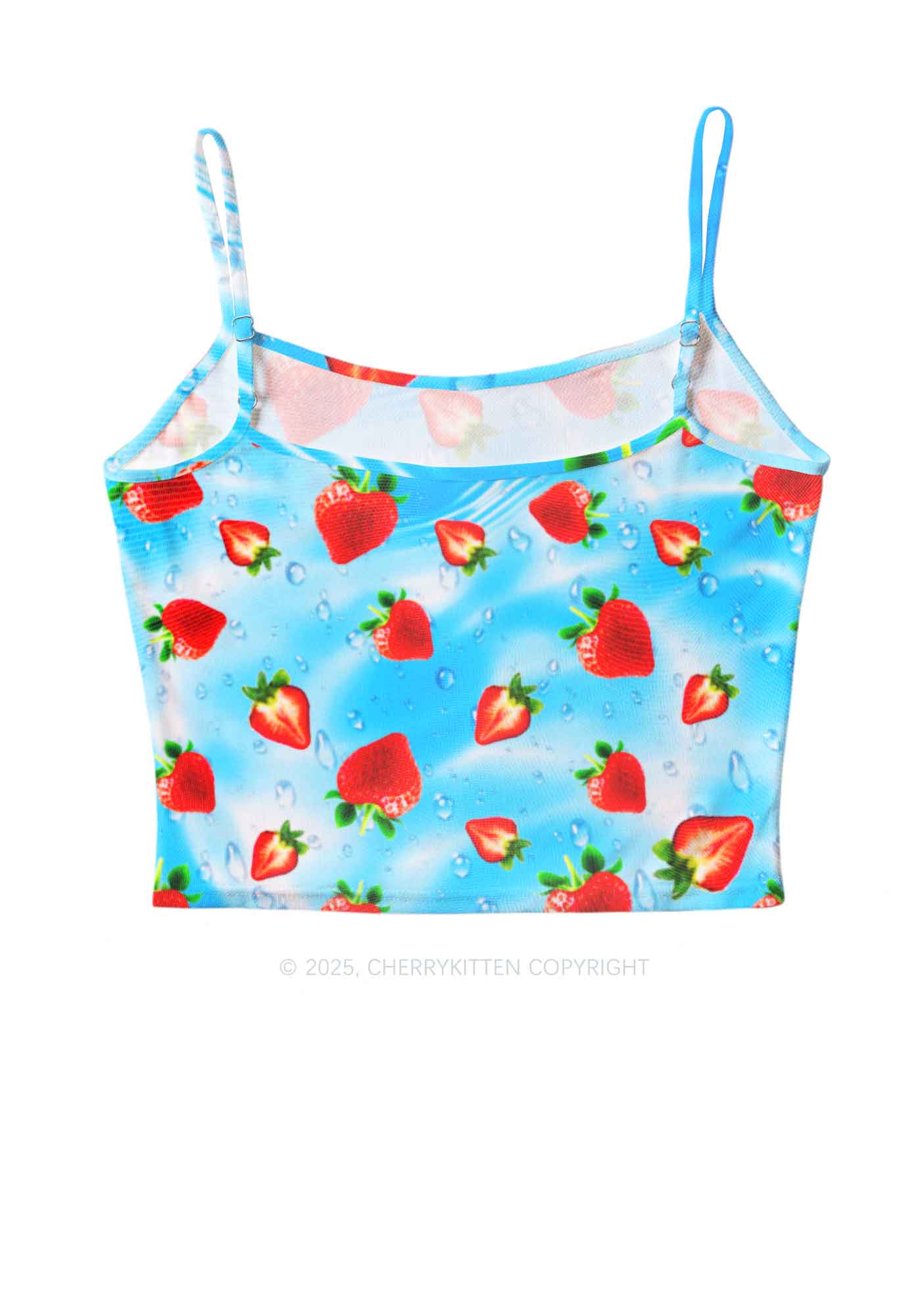 Blue Strawberry Y2K Mesh Cami Tank Cherrykitten