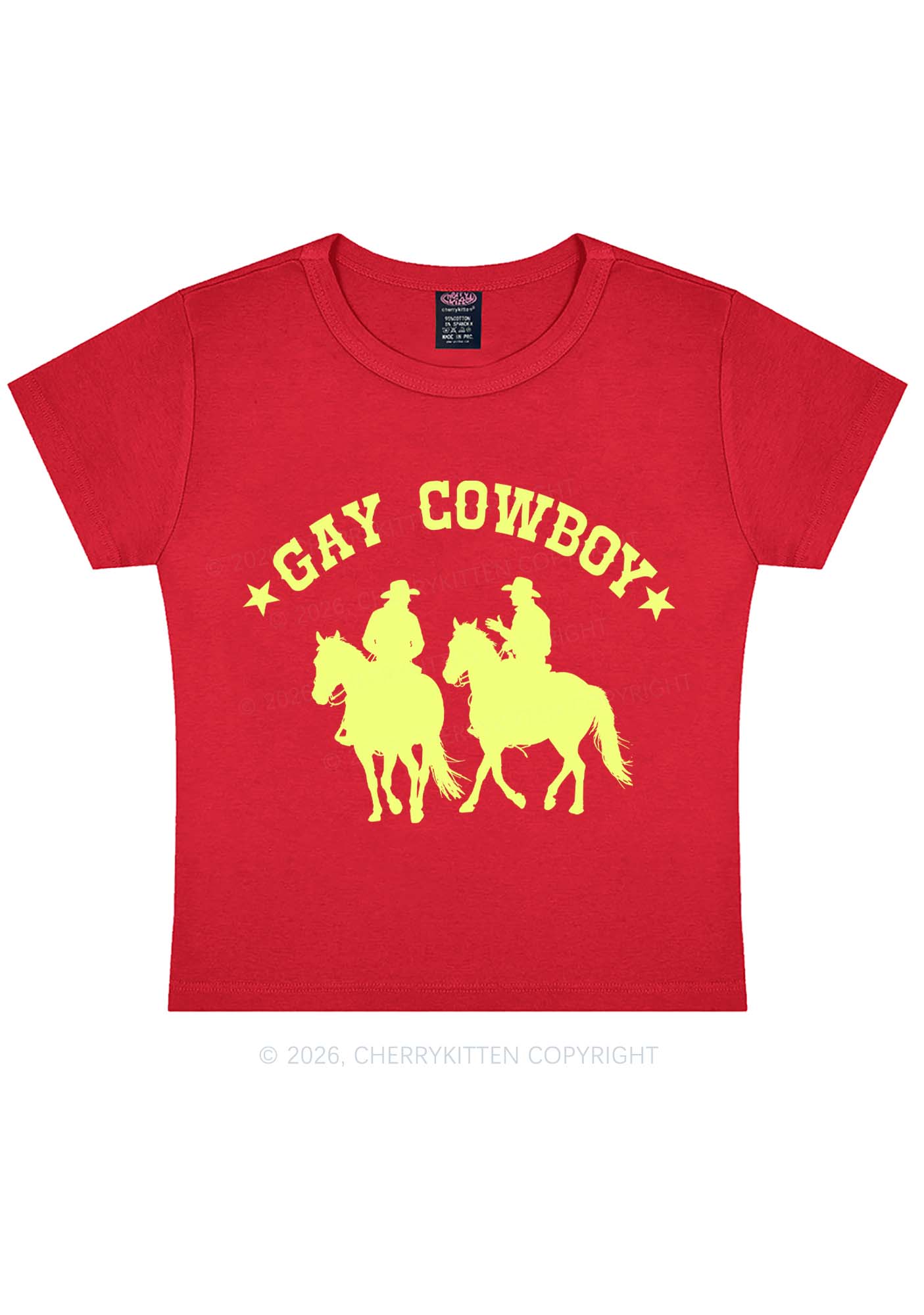 Gay Cowboy Pride Y2K Baby Tee Cherrykitten