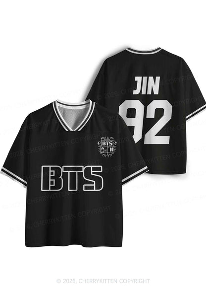 Black Kpop Boys Number Y2K Sport Jersey Shirts Cherrykitten