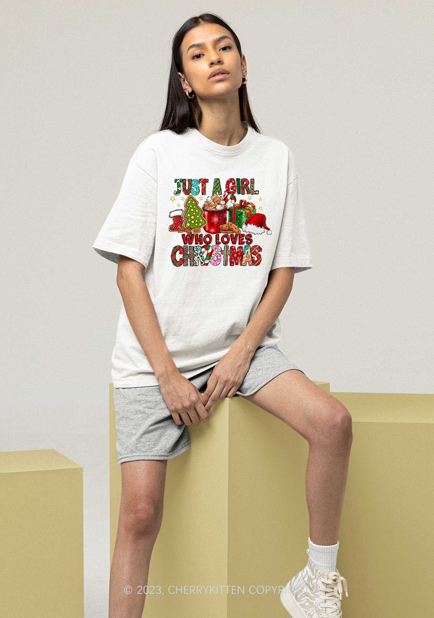 Just A Girl Who Loves Christmas Chunky Shirt Cherrykitten