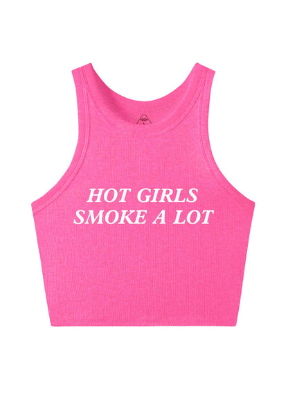 Hot Girls Smoke A Lot Y2K Crop Tank Top Cherrykitten