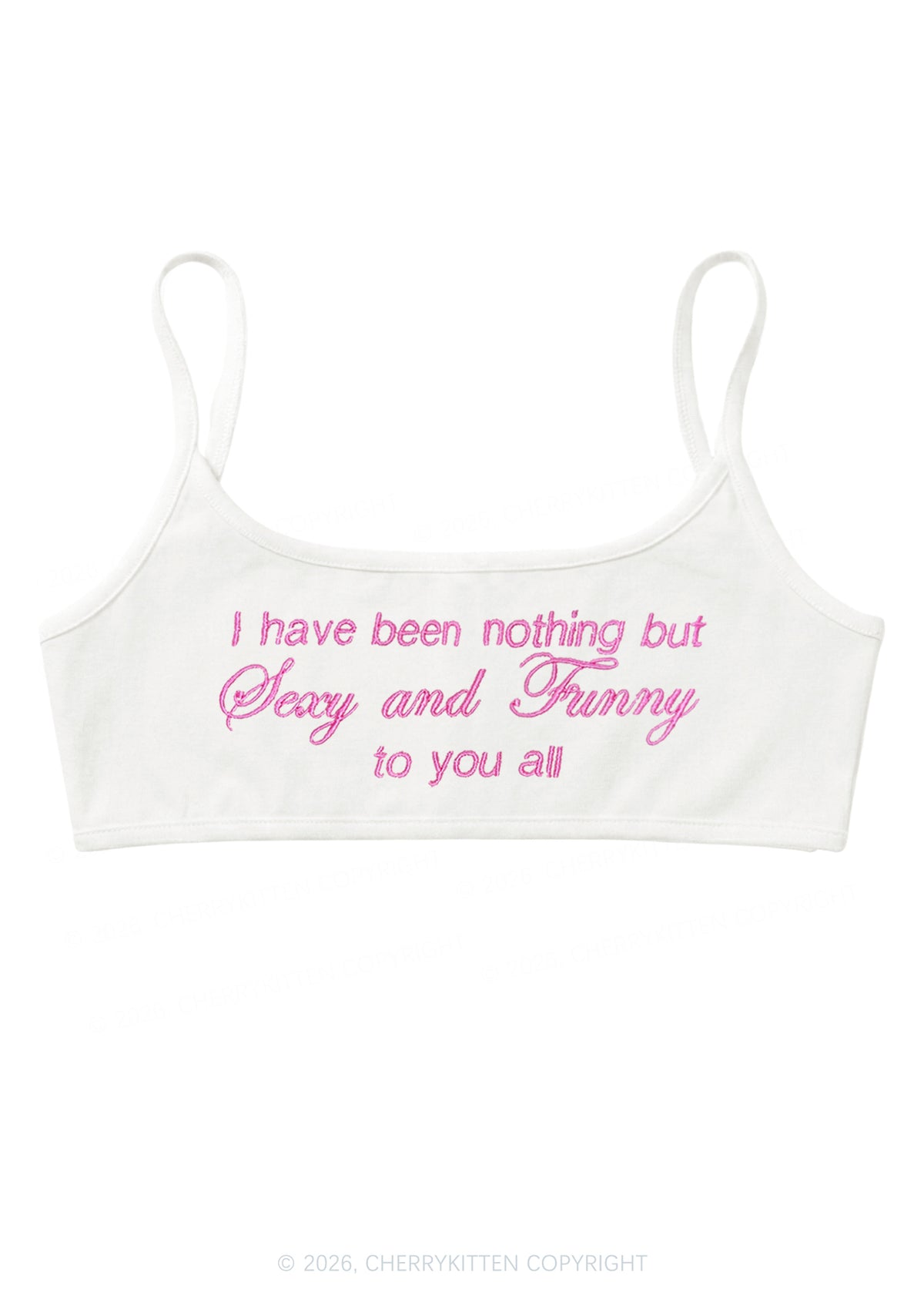 Embroidered I Have Been Nothing Y2K Super Crop Cami Cherrykitten