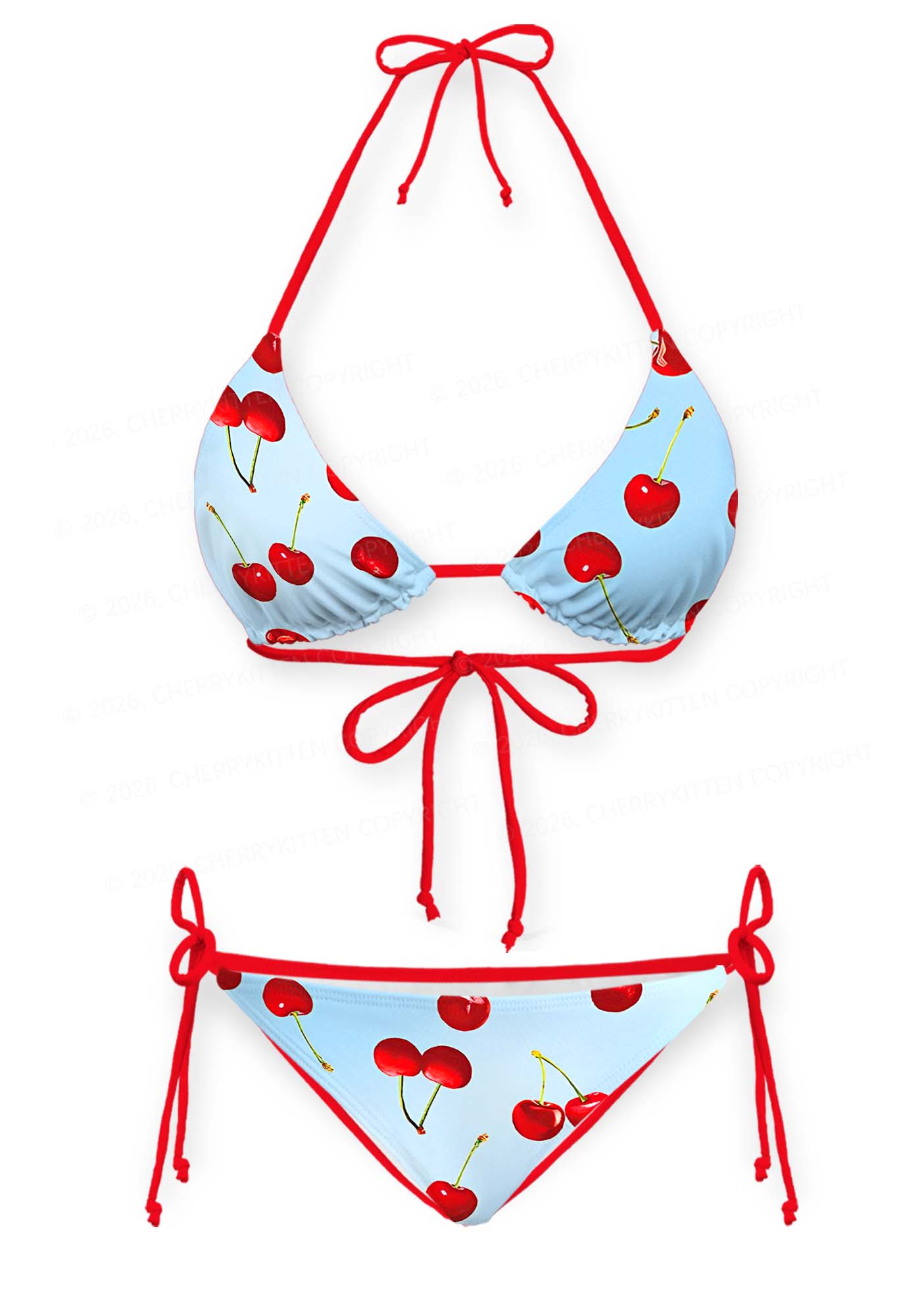 Cherry Sky Y2K Print Bikini Set Cherrykitten