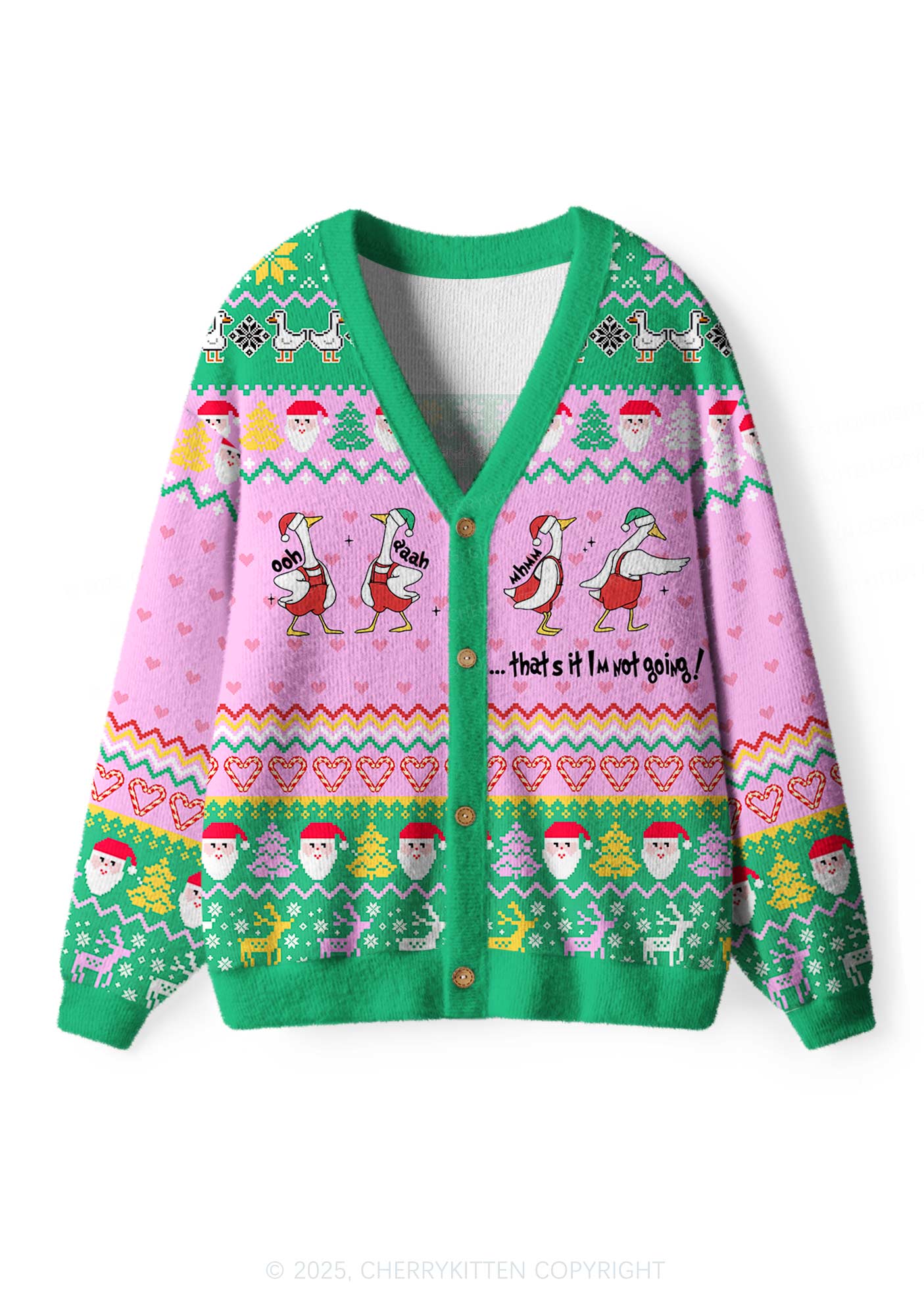 Im Not Going Goose Y2K Christmas Cardigan Knit Sweatshirt Cherrykitten