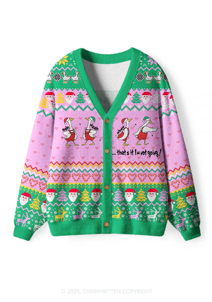 Im Not Going Goose Y2K Christmas Cardigan Knit Sweatshirt Cherrykitten
