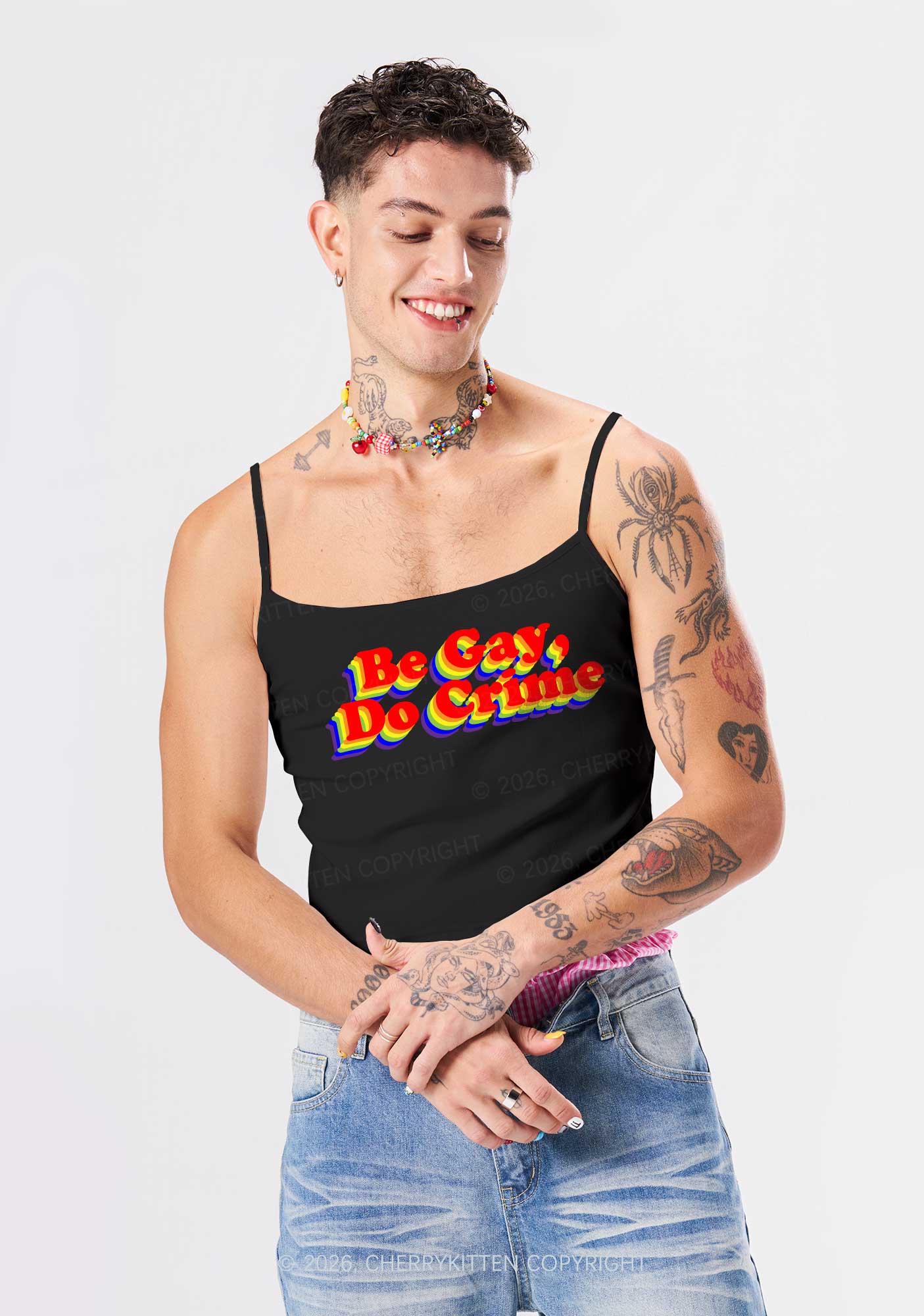 Be Gay Do Crime Pride Y2K Spaghetti Strap Cami Cherrykitten