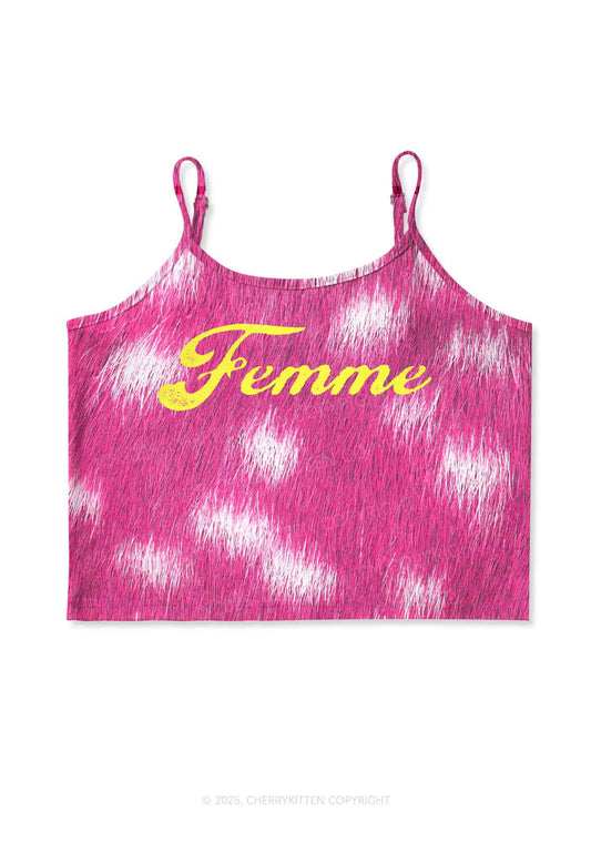 Femme And Rosy Fur Y2K Print Cami Crop Top Cherrykitten