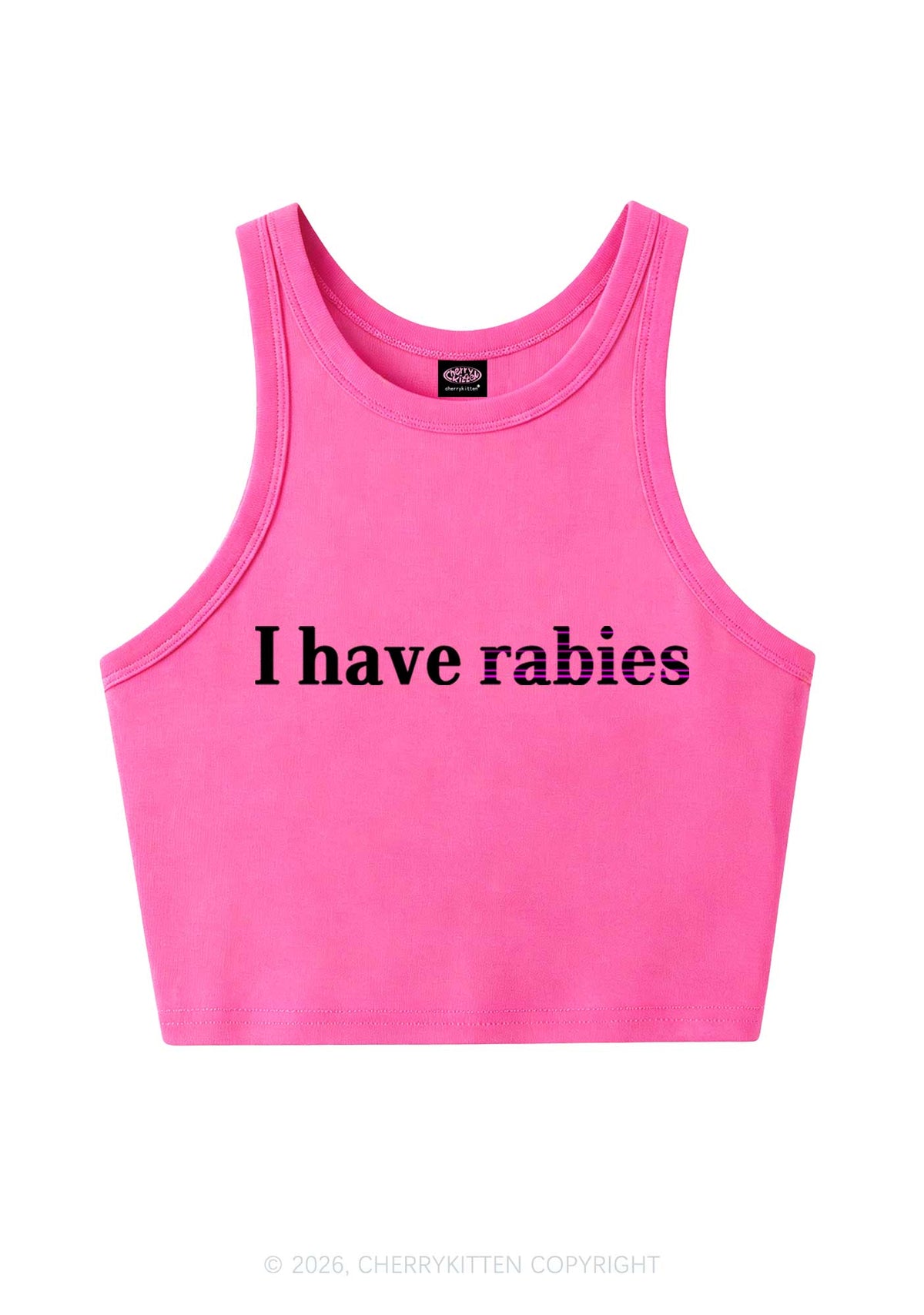 I Have Rabies Y2K Crop Tank Top Cherrykitten
