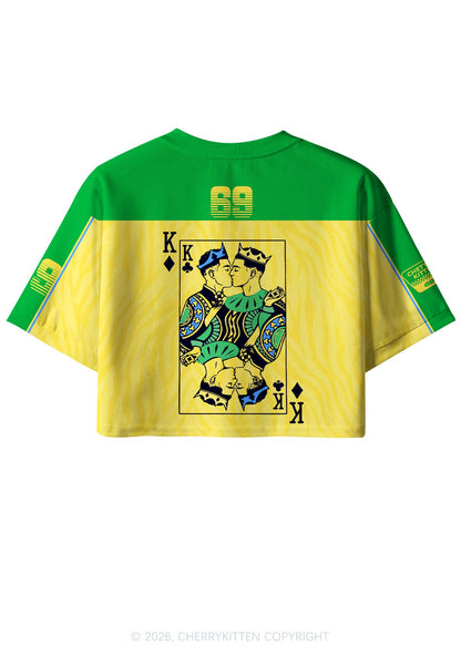 Yellow Gay King Pride Y2K Crop Sport Jersey Shirts Cherrykitten