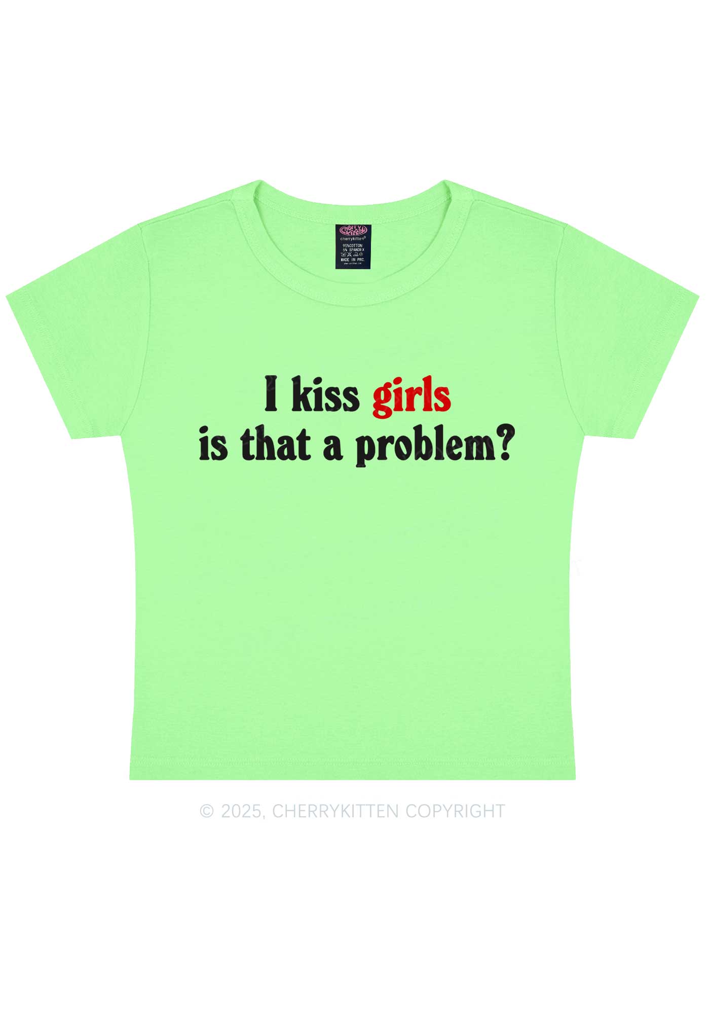 I Kiss Girls Y2K Baby Tee Cherrykitten