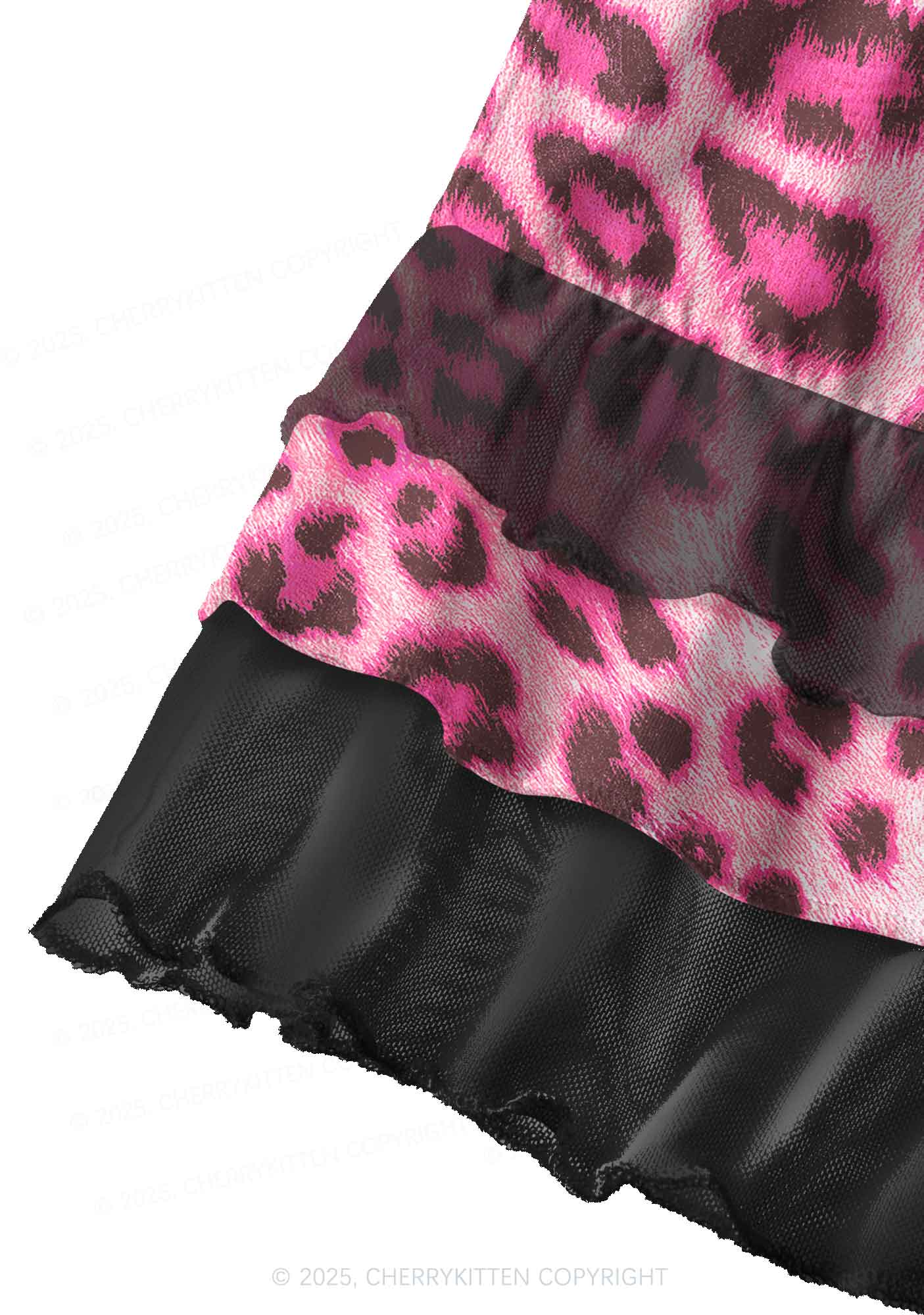 Pink Leopard Y2K Print Mini Layered Skirt Cherrykitten