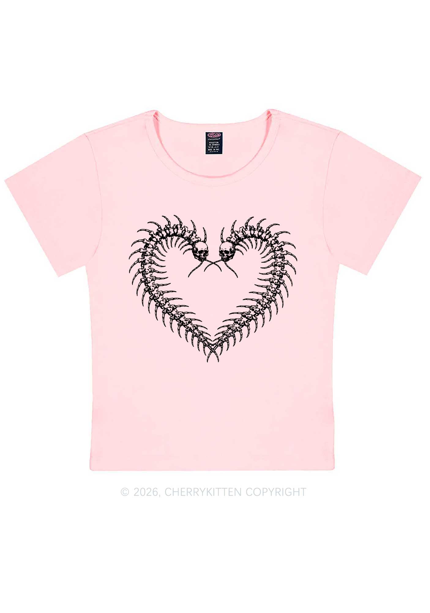 Halloween Centipede Heart Shape Y2K Baby Tee Cherrykitten