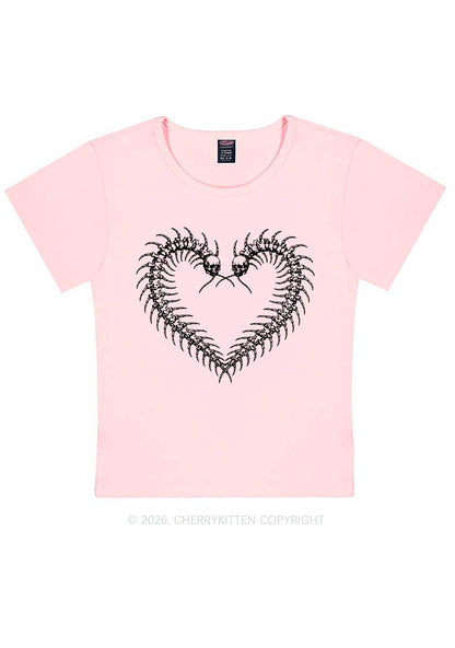 Halloween Centipede Heart Shape Y2K Baby Tee Cherrykitten