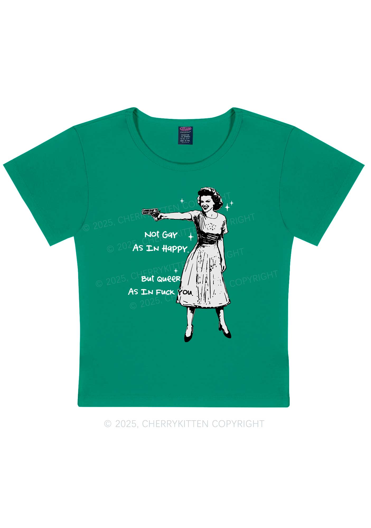 But Queer As In Pride Y2K Baby Tee Cherrykitten