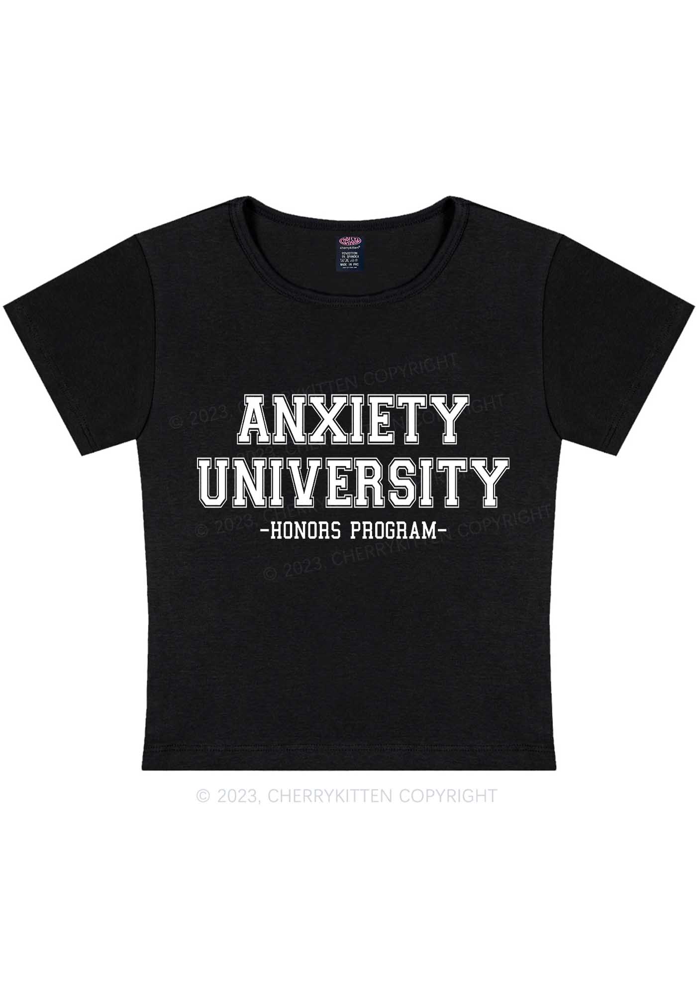 Anxiety University Honors Program Y2K Baby Tee Cherrykitten