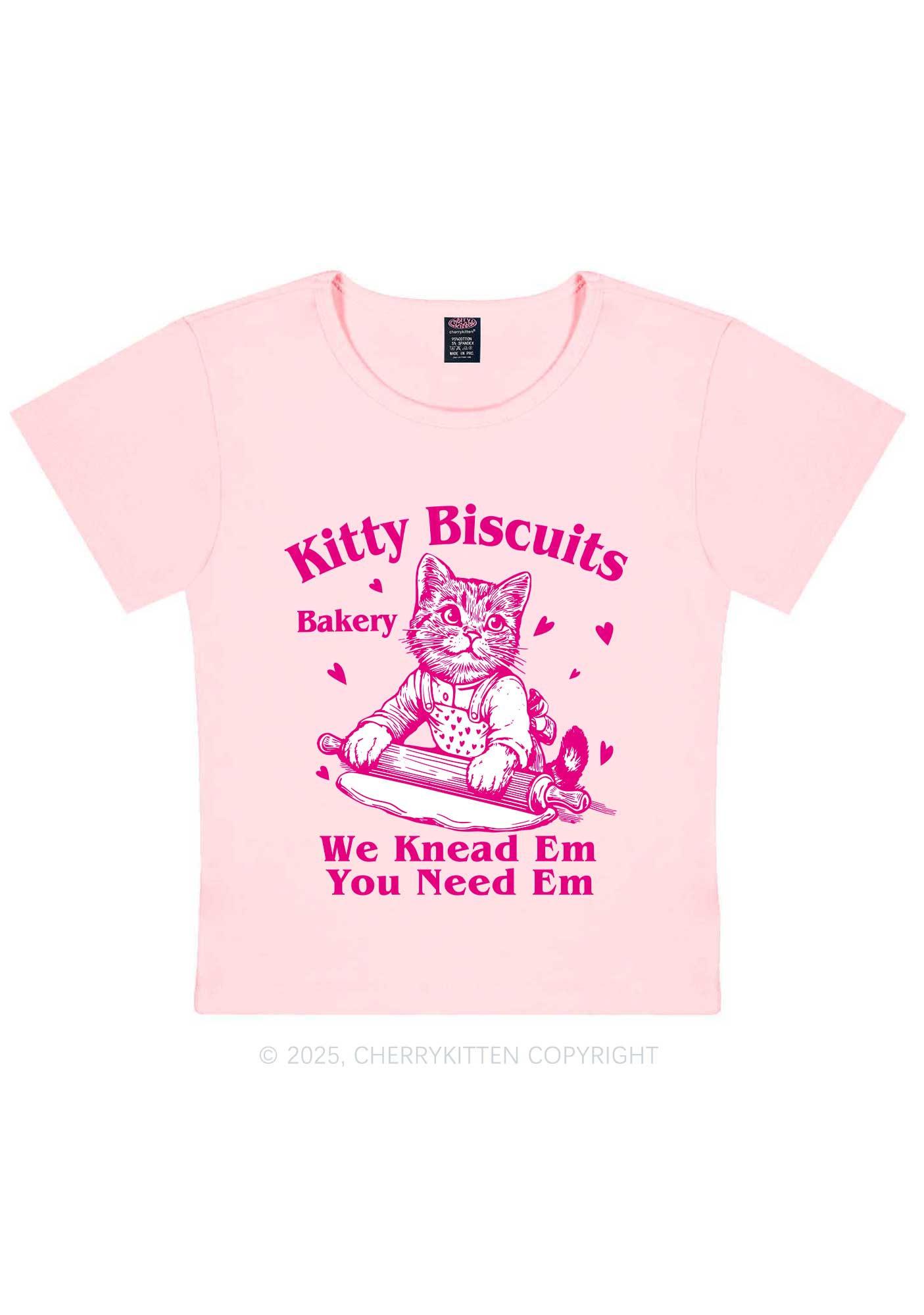 Kitten Biscuits Bakery Valentine's Day Y2K Baby Tee Cherrykitten