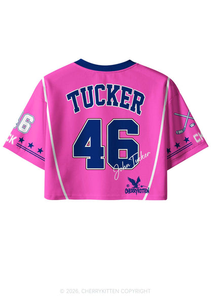 Pink Hockey Team JT Y2K Crop Sport Jersey Shirts Cherrykitten
