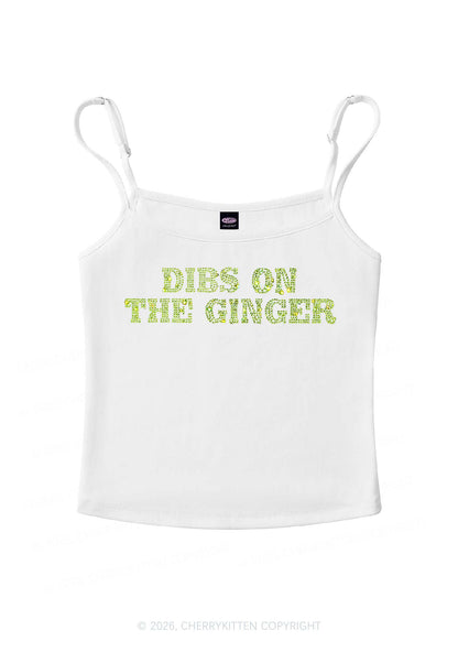 Rhinestone Dibs On The Ginger St Patricks Y2K Spaghetti Strap Cami Cherrykitten