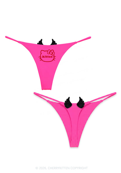 Cute Kitten Y2K Goth Angel Wings Bikini String Thong Cherrykitten