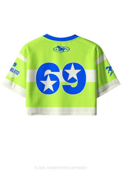 Overstimulated Green Stripes Y2K Crop Sport Jersey Shirts Cherrykitten