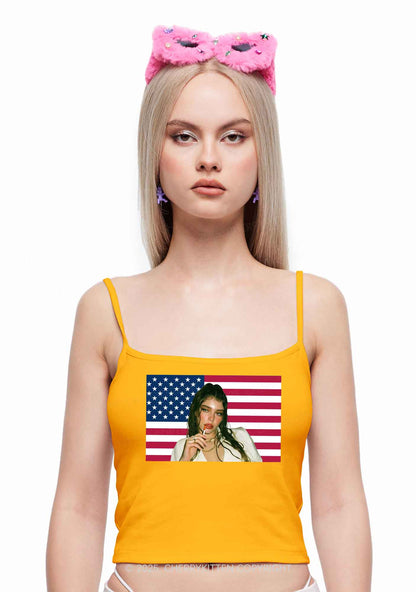 Custom Portrait Flag Y2K Spaghetti Strap Cami Cherrykitten