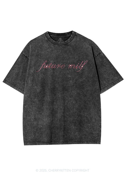 Rhinestone Pink Future Mxxf Y2K Shirts Washed Tee Cherrykitten