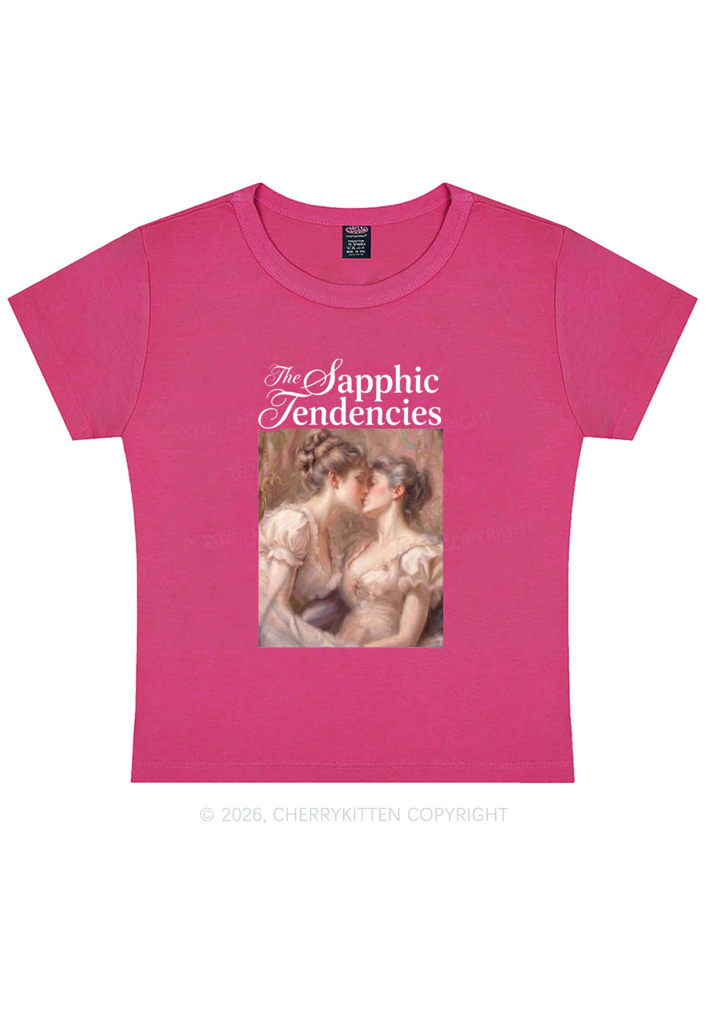 The Sapphic Tendencies Kiss Pride Y2K Baby Tee Cherrykitten