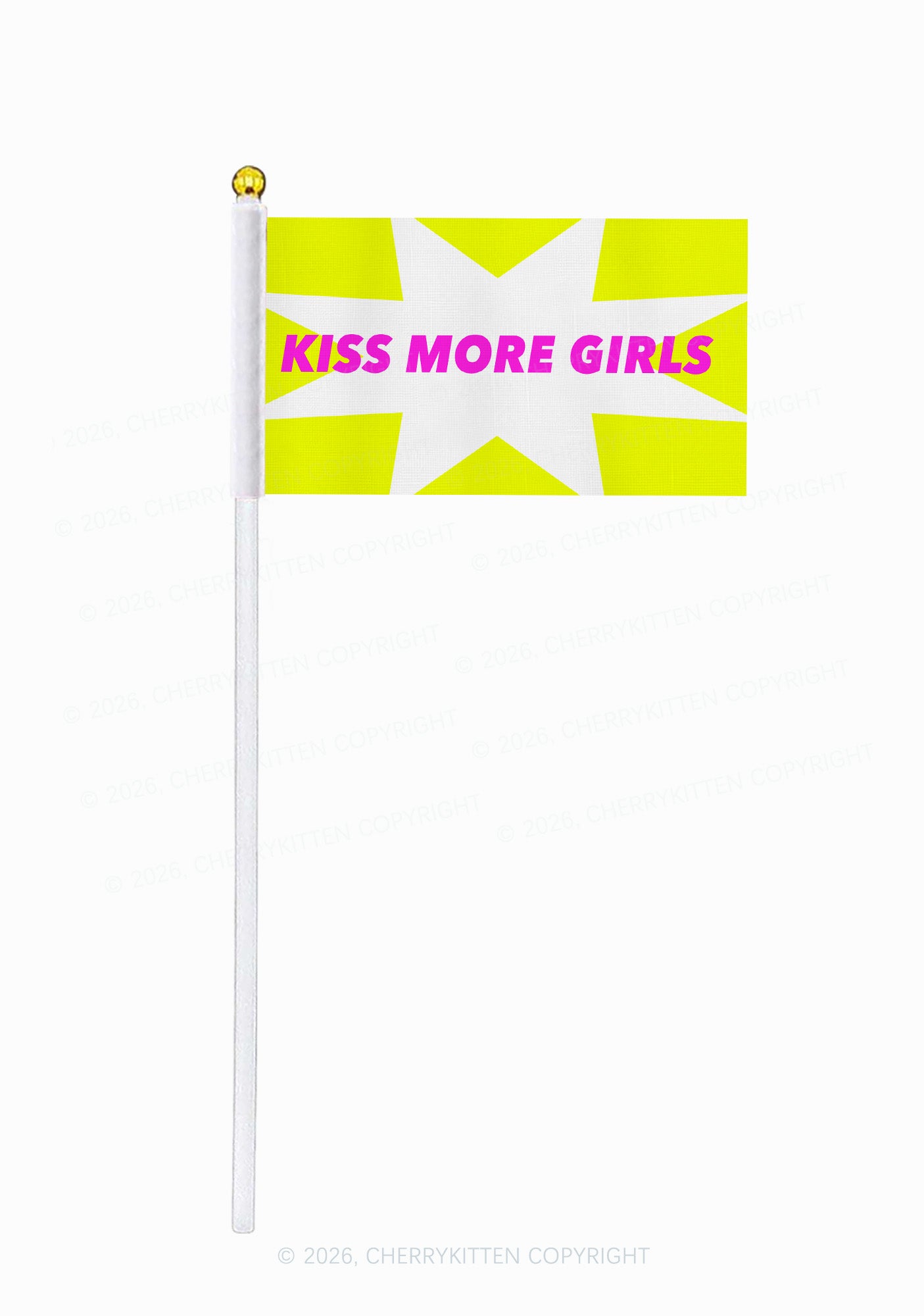Kiss More Girls Pride Y2K Hand Flags Cherrykitten