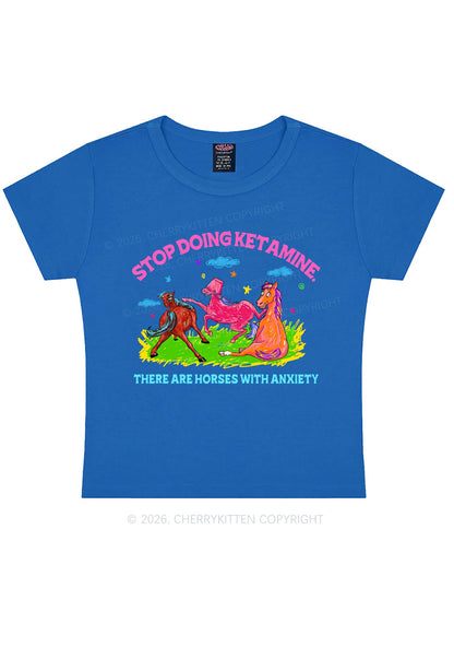 Horses With Anxiety Y2K Baby Tee Cherrykitten