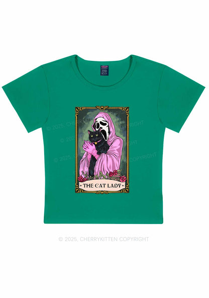 Halloween The Skull Cat Lady Y2K Baby Tee Cherrykitten