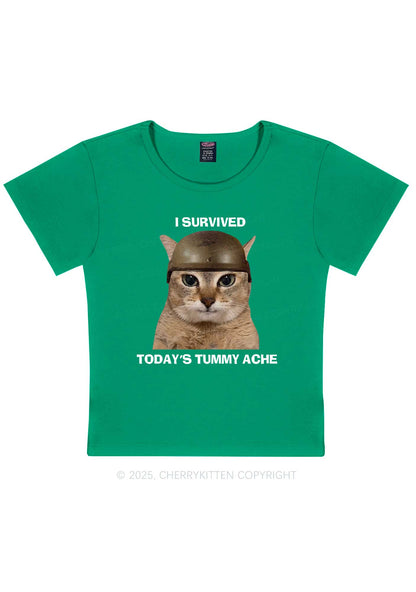 Surived Todays Tummy Ache Y2K Baby Tee Cherrykitten