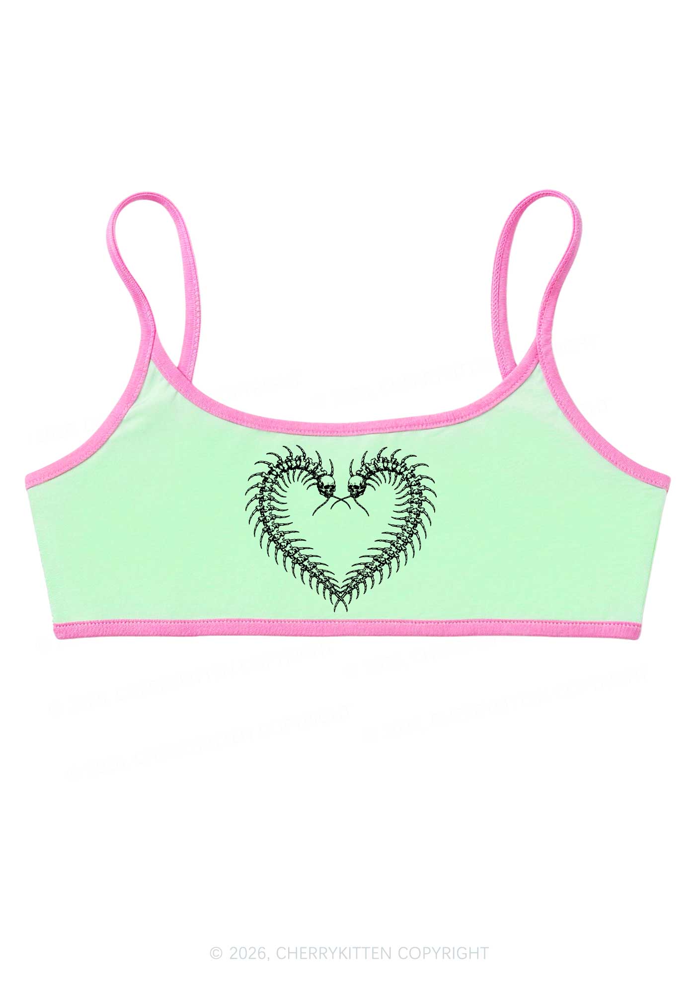 Halloween Centipede Heart Shape Y2K Super Crop Cami Cherrykitten