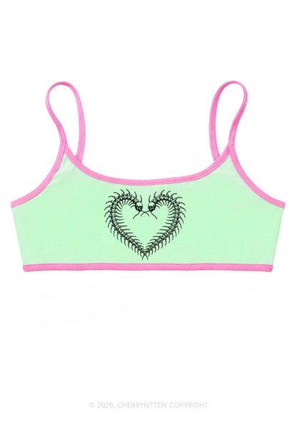 Halloween Centipede Heart Shape Y2K Super Crop Cami Cherrykitten