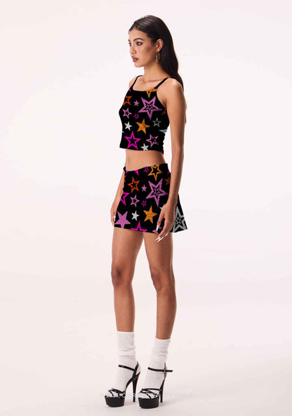Lesbian Star Pride Y2K Print Cami Crop Top Cherrykitten