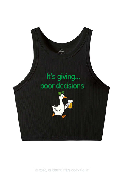 Its Giving Poor Decisions St Patricks Y2K Crop Tank Top Cherrykitten