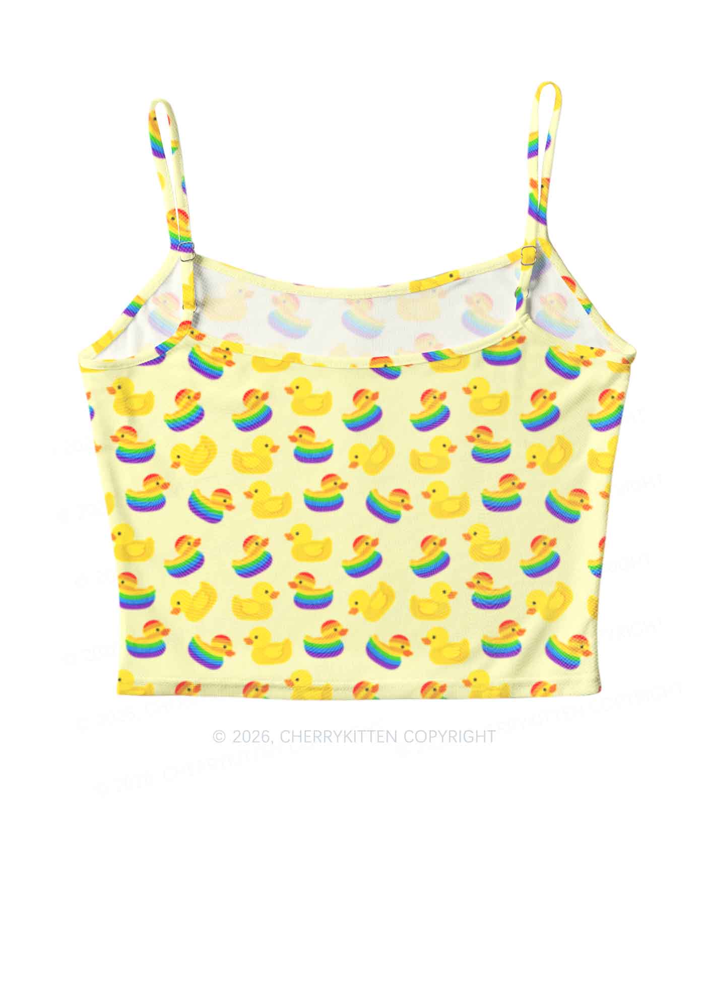 Rainbow Ducks Pride Y2K Mesh Cami Tank Cherrykitten