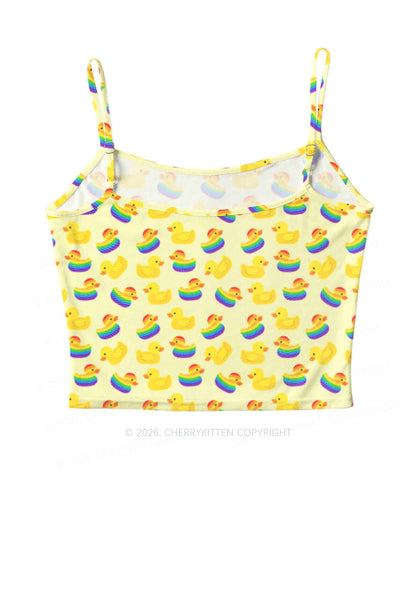 Rainbow Ducks Pride Y2K Mesh Cami Tank Cherrykitten