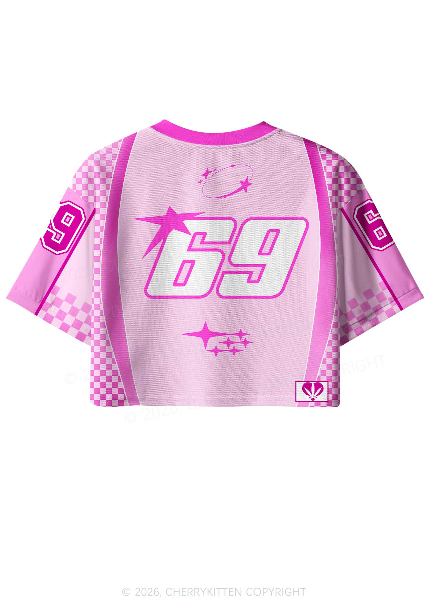 Pink Dolphin Heart Y2K Crop Sport Jersey Shirts Cherrykitten