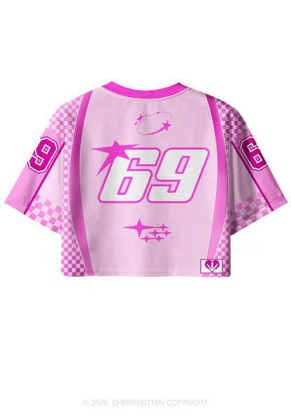 Pink Dolphin Heart Y2K Crop Sport Jersey Shirts Cherrykitten