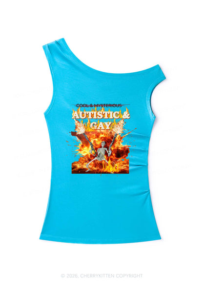 Autistic Gay Skeleton Y2K Off Shoulder Tank Top Cherrykitten