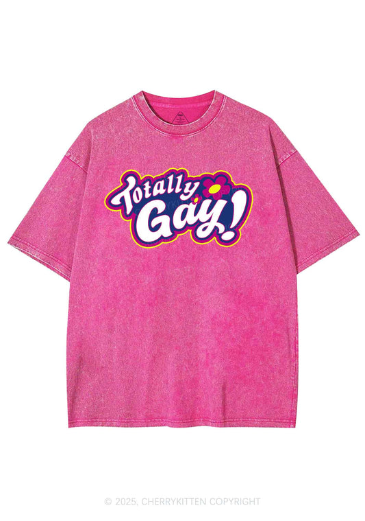 Totally Gay Pride Y2K Shirts Washed Tee Cherrykitten
