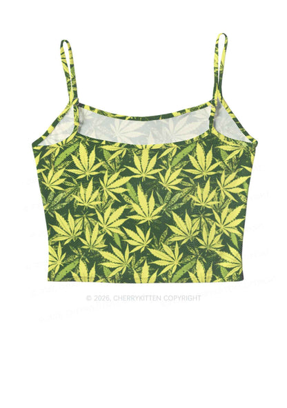 Green Wxxd Leaf Y2K Mesh Cami Tank Cherrykitten